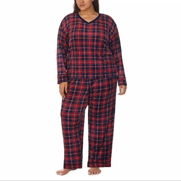 NWT Nautica Women's 2 Piece Fleece Pajama Sleepwear Set Bridget Plaid - Picture 1 of 6